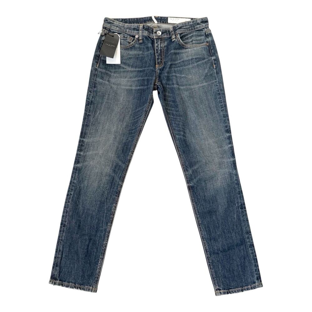 Rag & Bone Dre Low Rise Slim Boyfriend Jeans Blue Tanzanite Denim Size 26 New
